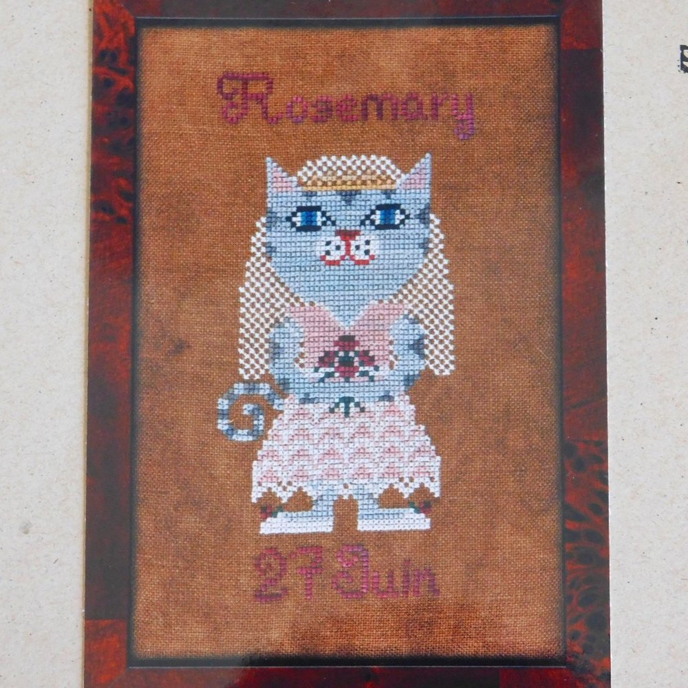 Birds of a Feather June Birthday Cat series cross stitch chart prim Juin pattern